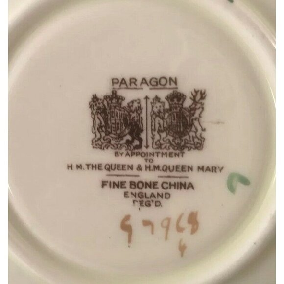 Paragon Teacup Saucer Double Warrant Cabbage Rose Floral Appointment Queen Mary - Picture 6 of 6